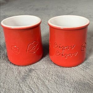 La Fermiere Red Valentines Limited Edition “Bisou Bisou” Yogurt Jars Set of 2
